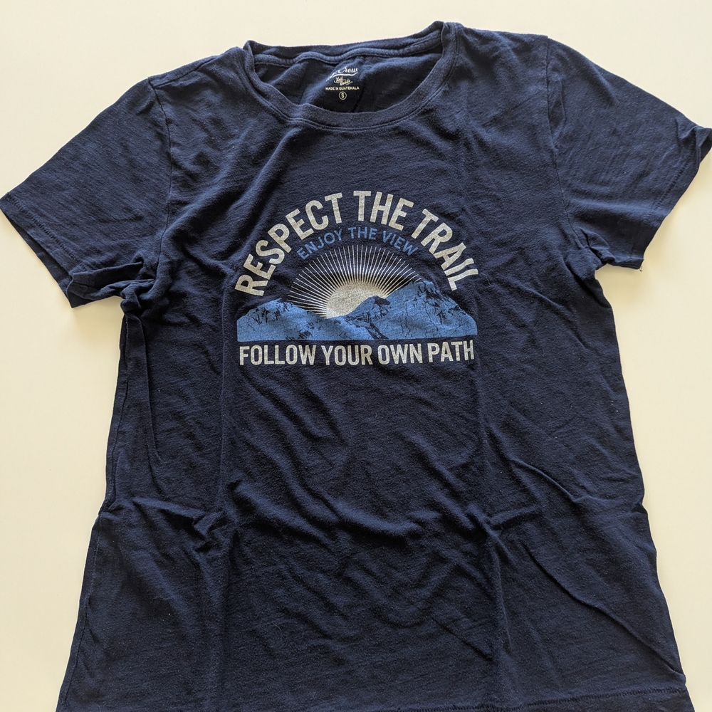 J. Crew Navy Crewneck Tee with Subtle Logo